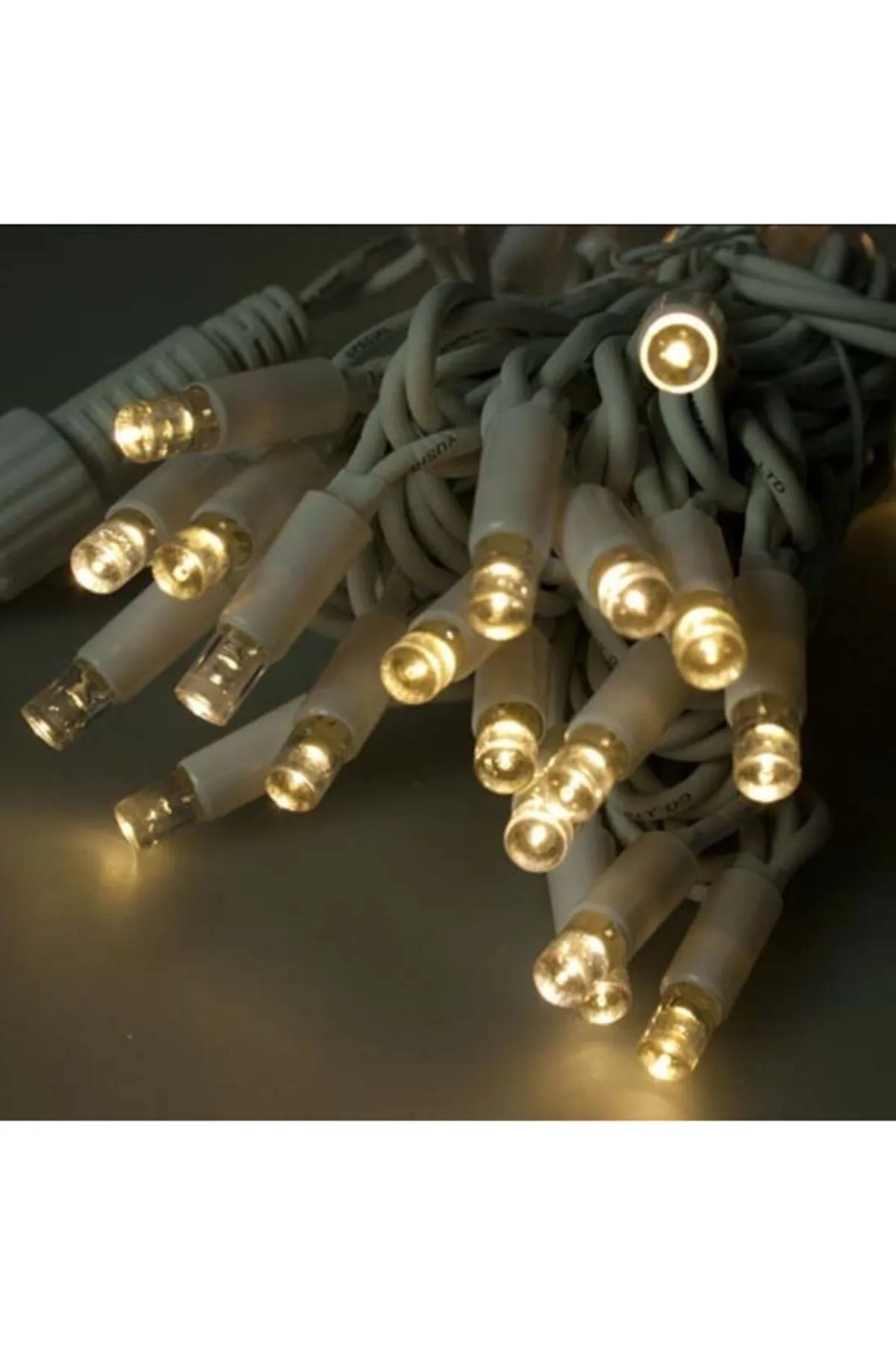 Dış Mekan Led Aydınlatma 10 Metre Su Geçirmez 100Led Beyaz Kablo Sarı Işık