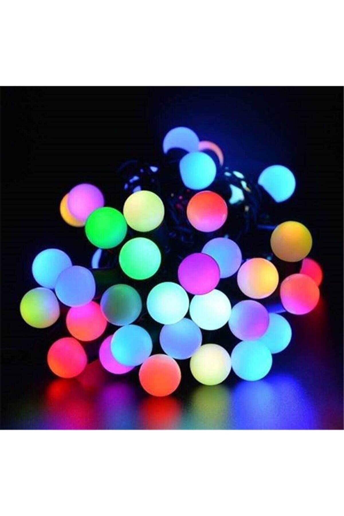 Boncuk Top Led Işık Rgb Fişli Yanıp Sönen 5 Metre 28 Top