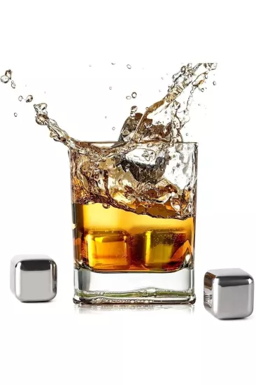 İçecek Soğutma Taşı 4 Adet Çelik Viski Taşı