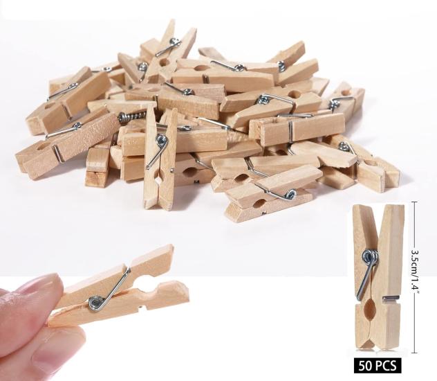 50 Adet Ahşap Mandal Seti 3,5cm