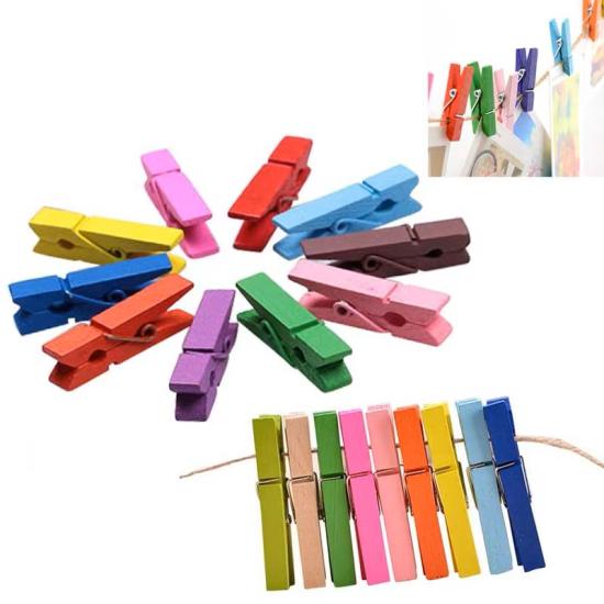 50 Adet Renkli Ahşap Mandal Seti 3,5cm
