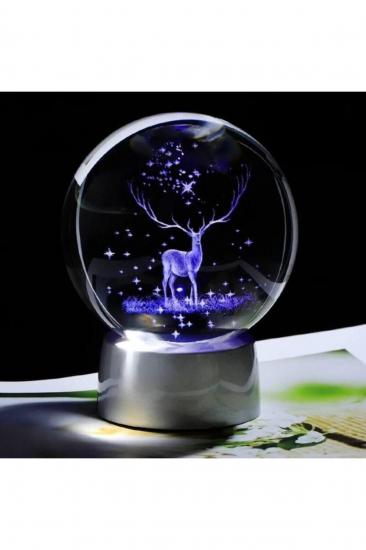 Kristal Cam Küre Geyik Modeli Işıklı 