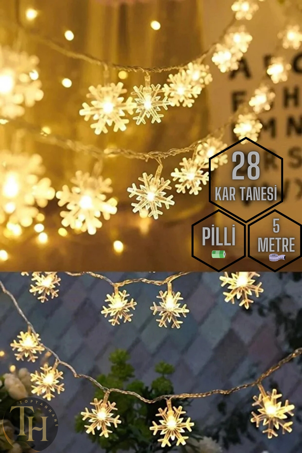 Kar Tanesi Desenli Şerit Led Pilli 5 Metre Günışığı