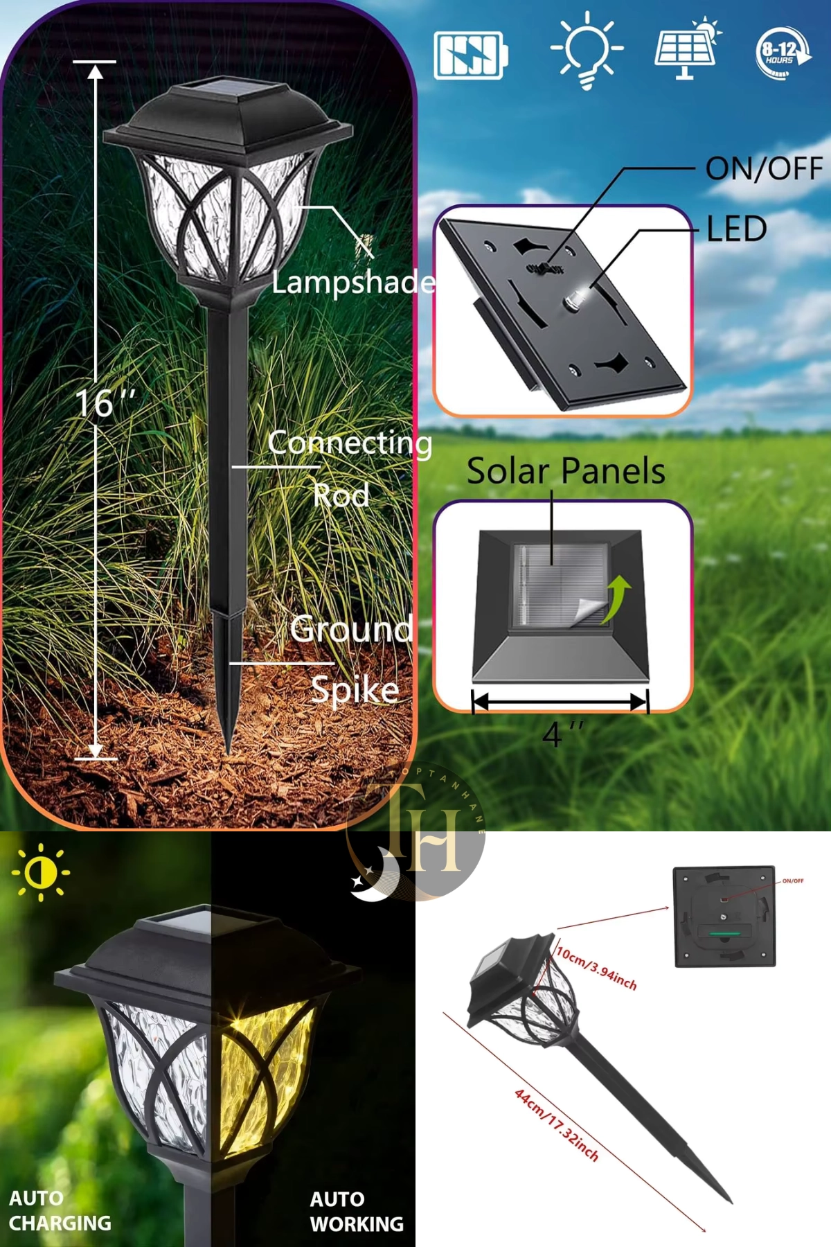 6 Adet Güneş Enerjili Bahçe Aydınlatması Beyaz Işıklı Yürüyüş Yolu Dekoratif Led Peyzaj Solar