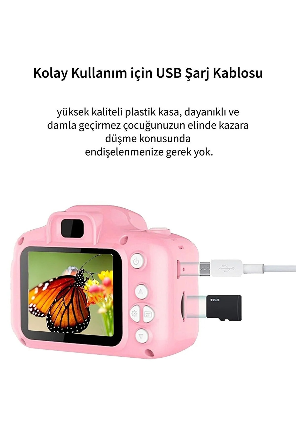 Dijital Mini Kamera Fotoğraf Makinesi Çocuk Mini 1080p Hd Kamera Selfie Pembe Renk