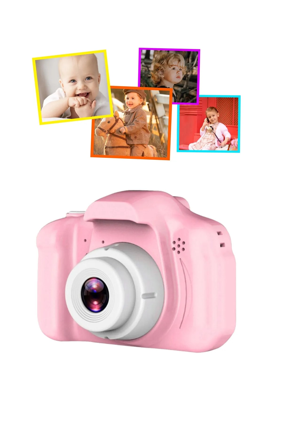 Dijital Mini Kamera Fotoğraf Makinesi Çocuk Mini 1080p Hd Kamera Selfie Pembe Renk