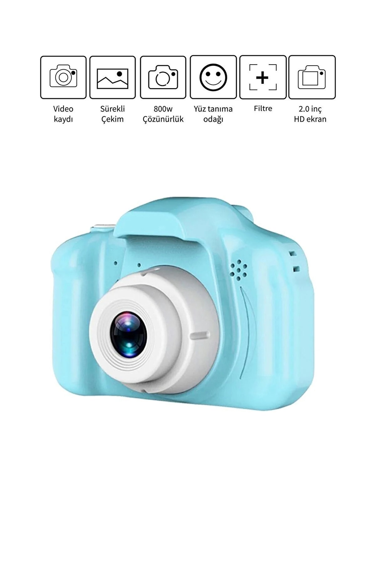 Dijital Mini Kamera Fotoğraf Makinesi Çocuk Mini 1080p Hd Kamera Selfie Mavi Renk