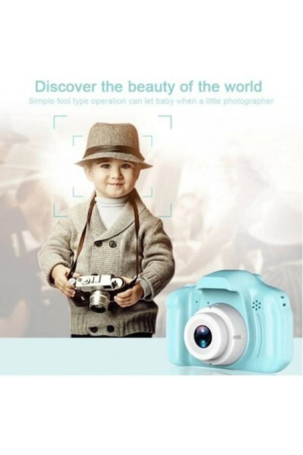 Dijital Mini Kamera Fotoğraf Makinesi Çocuk Mini 1080p Hd Kamera Selfie Mavi Renk