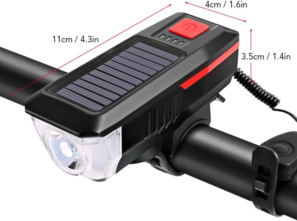 Güneş Enerjili Usb Şarjlı Bisiklet Lambası Ön Işık Kornalı